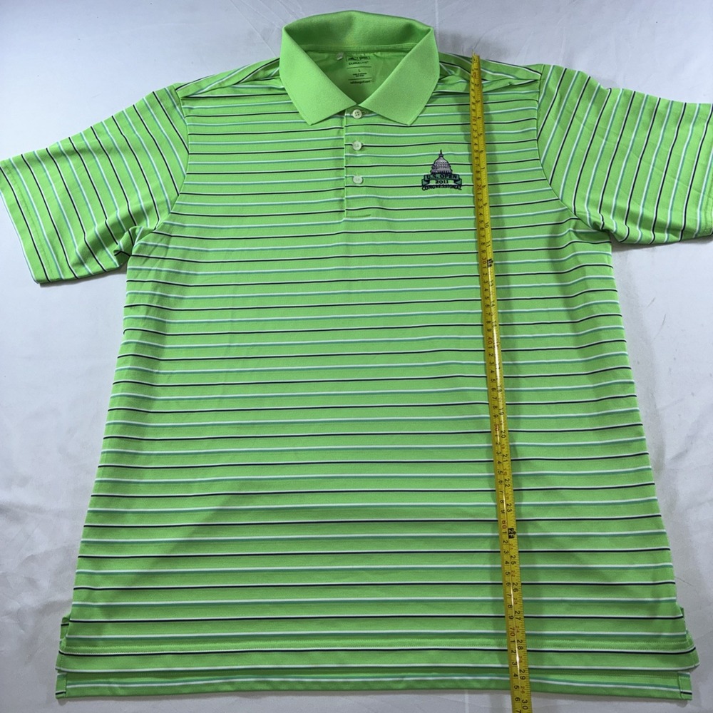 Adidas Mens US Open 2011 Congressional Golf Polo Shirt Lime Green Striped L - Picture 5 of 12